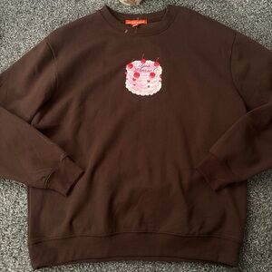 Brown Cake Print Sweater